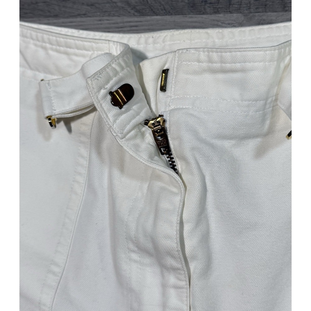 Lauren Ralph Lauren Gold Buckle Shorts Women's Size 14 White Gold Cotton Preppy - Picture 4 of 13